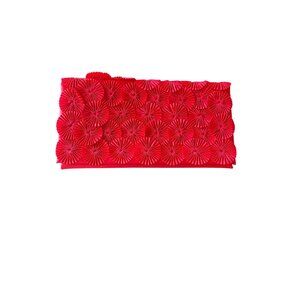 Ben De Lisi Red Pleated Clutch Purse With Snap Closure & Wrist Strap